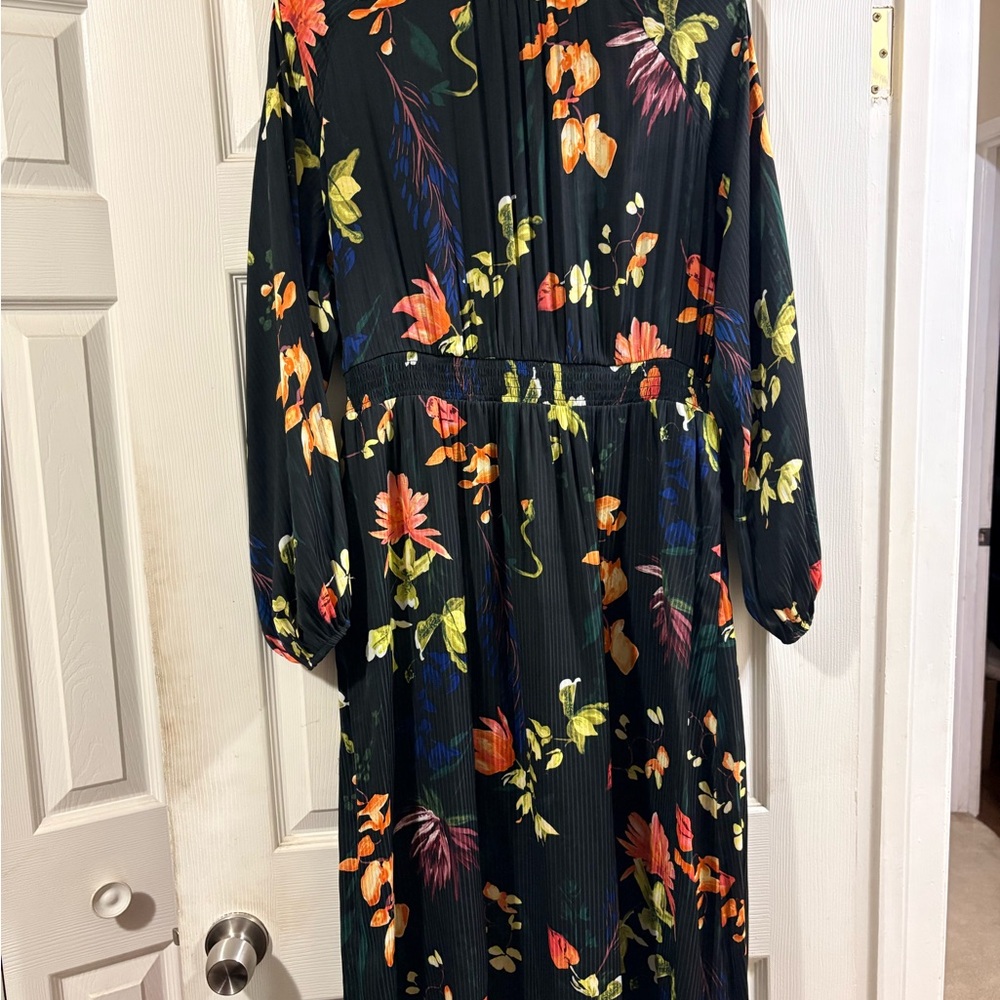 A New Day Floral Pleated Midi Dress | Black Multi